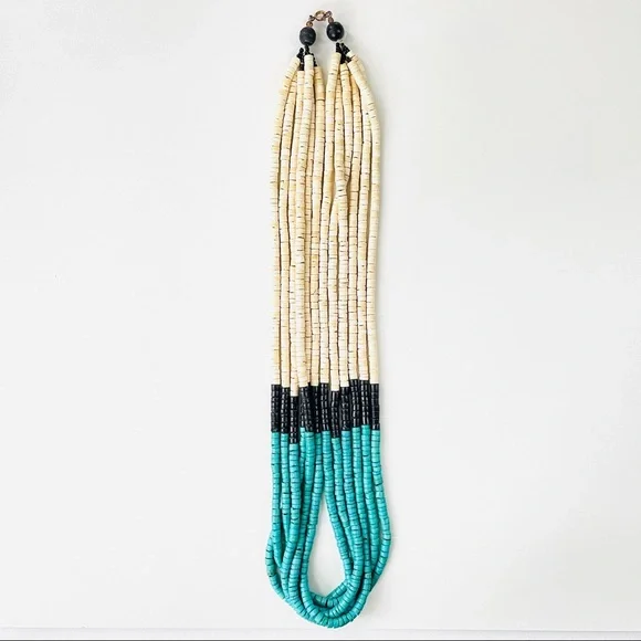 Vintage 1970s Muti Strand Multi-color Coconut Shell Beaded Necklace - Picture 6 of 13